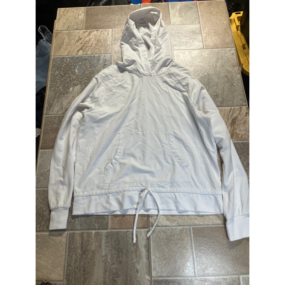 Zella by Zella White Drawstring Hooded Pullover‎ Athletic Sweatshirt Hoodie